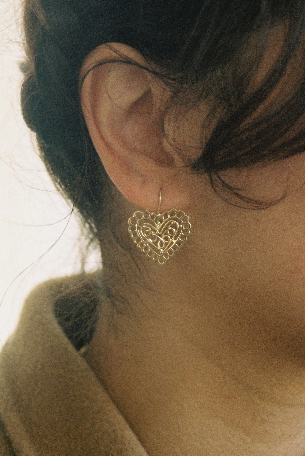 Crochet heart earring